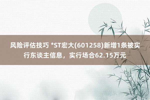 风险评估技巧 *ST宏大(601258)新增1条被实行东谈主信息，实行场合62.15万元