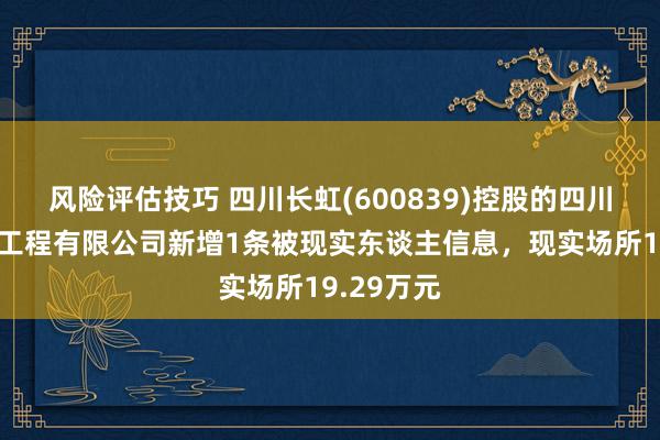 风险评估技巧 四川长虹(600839)控股的四川虹尚建筑工程有限公司新增1条被现实东谈主信息，现实场所19.29万元