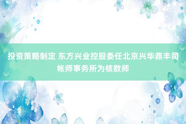 投资策略制定 东方兴业控股委任北京兴华鼎丰司帐师事务所为核数师