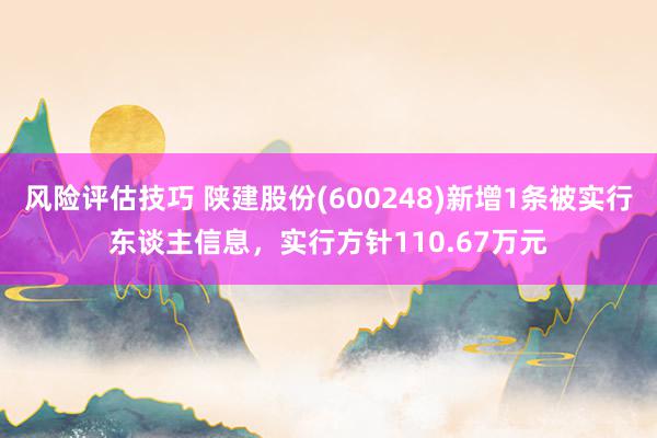 风险评估技巧 陕建股份(600248)新增1条被实行东谈主信息，实行方针110.67万元