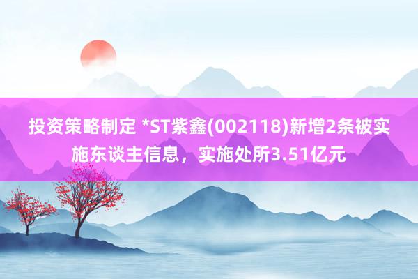 投资策略制定 *ST紫鑫(002118)新增2条被实施东谈主信息，实施处所3.51亿元