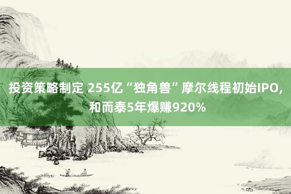 投资策略制定 255亿“独角兽”摩尔线程初始IPO, 和而泰5年爆赚920%