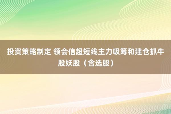 投资策略制定 领会信超短线主力吸筹和建仓抓牛股妖股（含选股）