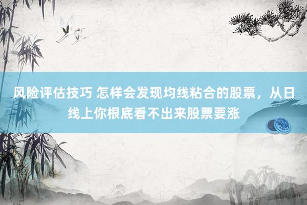 风险评估技巧 怎样会发现均线粘合的股票，从日线上你根底看不出来股票要涨