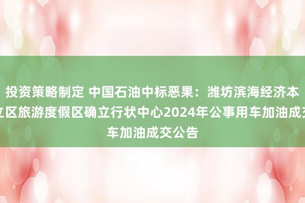 投资策略制定 中国石油中标恶果：潍坊滨海经济本事确立区旅游度假区确立行状中心2024年公事用车加油成交公告