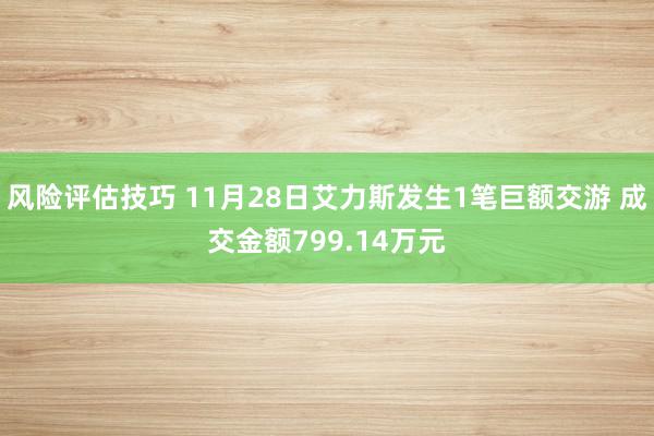 风险评估技巧 11月28日艾力斯发生1笔巨额交游 成交金额799.14万元