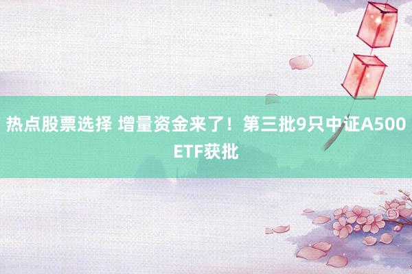 热点股票选择 增量资金来了！第三批9只中证A500ETF获批