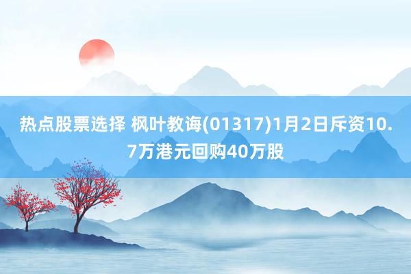 热点股票选择 枫叶教诲(01317)1月2日斥资10.7万港元回购40万股