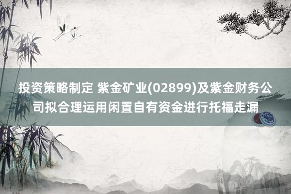 投资策略制定 紫金矿业(02899)及紫金财务公司拟合理运用闲置自有资金进行托福走漏