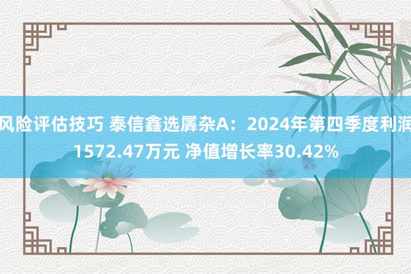 风险评估技巧 泰信鑫选羼杂A：2024年第四季度利润1572.47万元 净值增长率30.42%