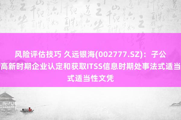 风险评估技巧 久远银海(002777.SZ)：子公司通过高新时期企业认定和获取ITSS信息时期处事法