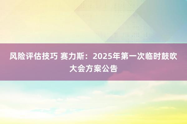 风险评估技巧 赛力斯：2025年第一次临时鼓吹大会方案公告