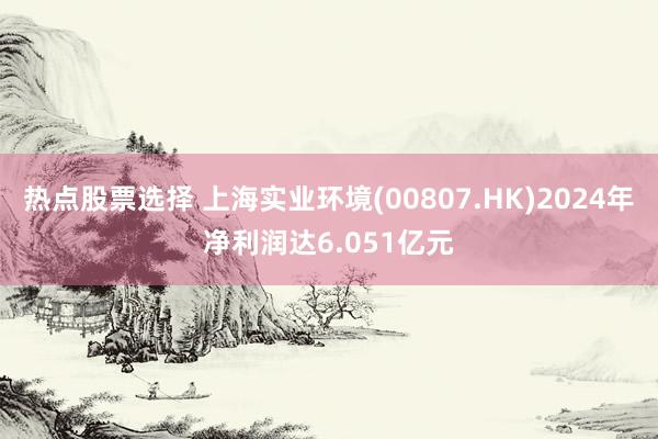 热点股票选择 上海实业环境(00807.HK)2024年净利润达6.051亿元