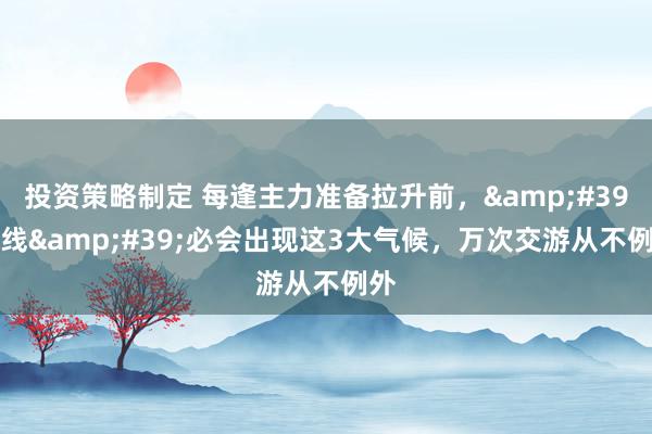 投资策略制定 每逢主力准备拉升前，&#39;K线&#39;必会出现这3大气候，万次交