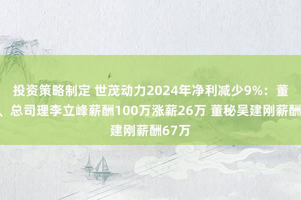 投资策略制定 世茂动力2024年净利减少9%：董事长、总司理李立峰薪酬100万涨薪26万 董秘吴建刚薪酬67万