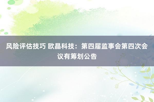 风险评估技巧 欧晶科技：第四届监事会第四次会议有筹划公告